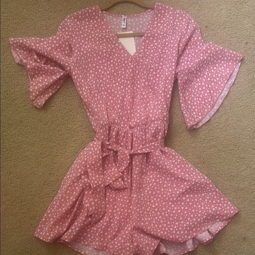 NWT ePretty Pink Heart Patterned Jumpsuit